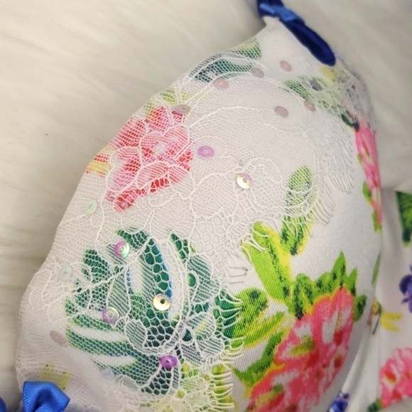 2012 Victoria's Secret Sexy Little Things Satin Floral Fairy Cottagecore Bra 34C - Picture 11 of 16